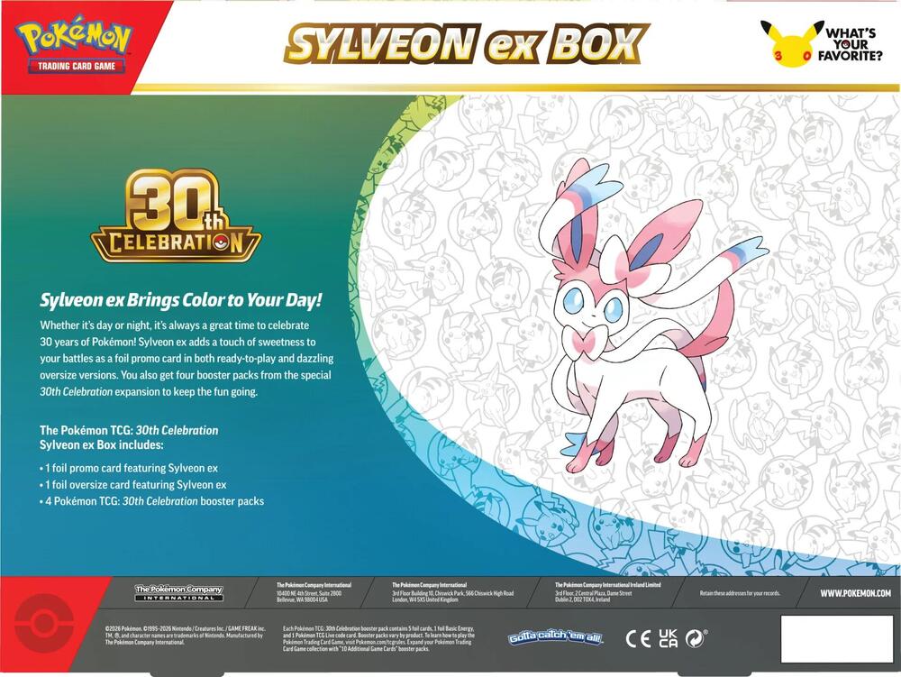 (Preorder) Pokémon 30th Celebration Sylveon ex Box - ME: 30th Celebration